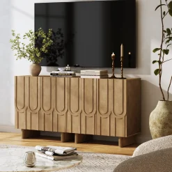 Mid Century TV Console Table with Storage for TVs up to 65