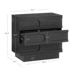 Mid-Century Two Arched Dressers and Nightstands Set Black Oak