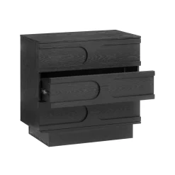 Mid-Century Two Arched Dressers and Nightstands Set Black Oak