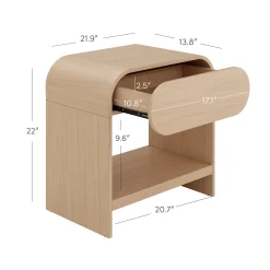 Mid-Century Wood Arched Nightstand Pale Oak (Set of 2)