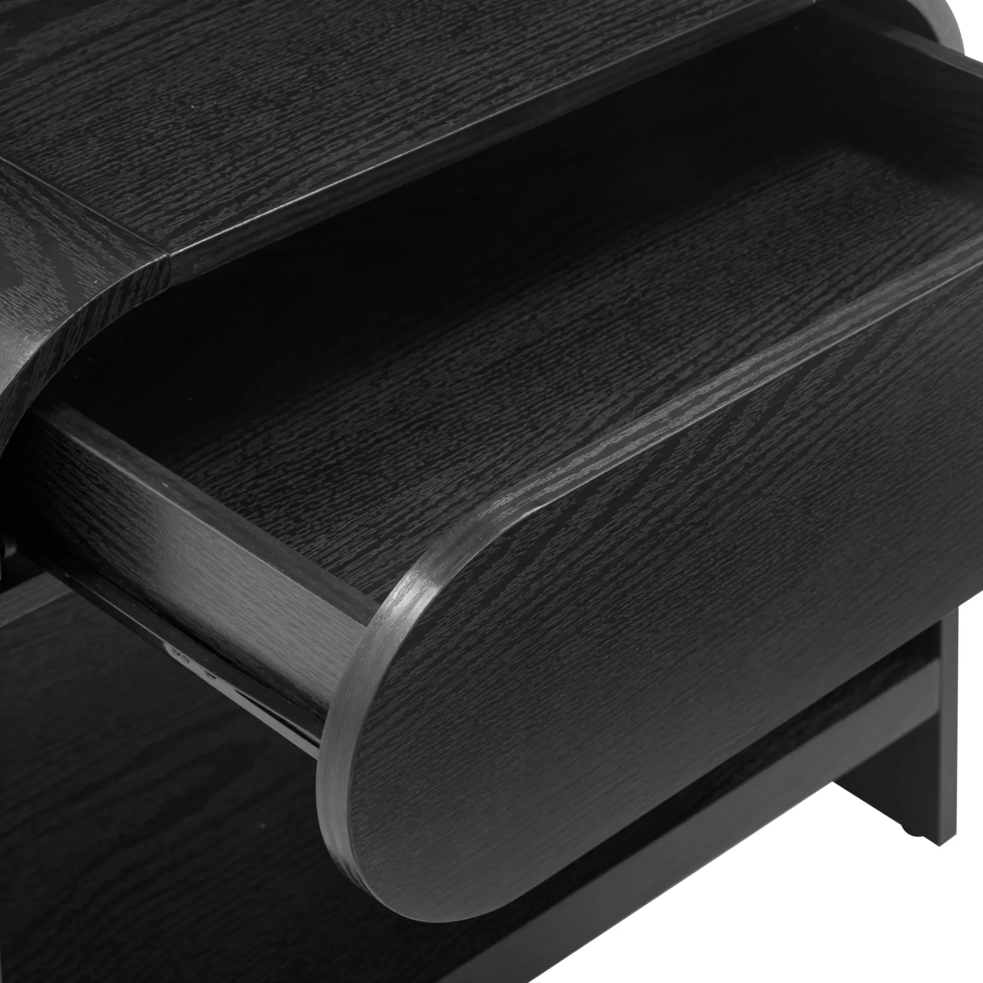 Mid-Century Wood Arched Nightstand Black Oak