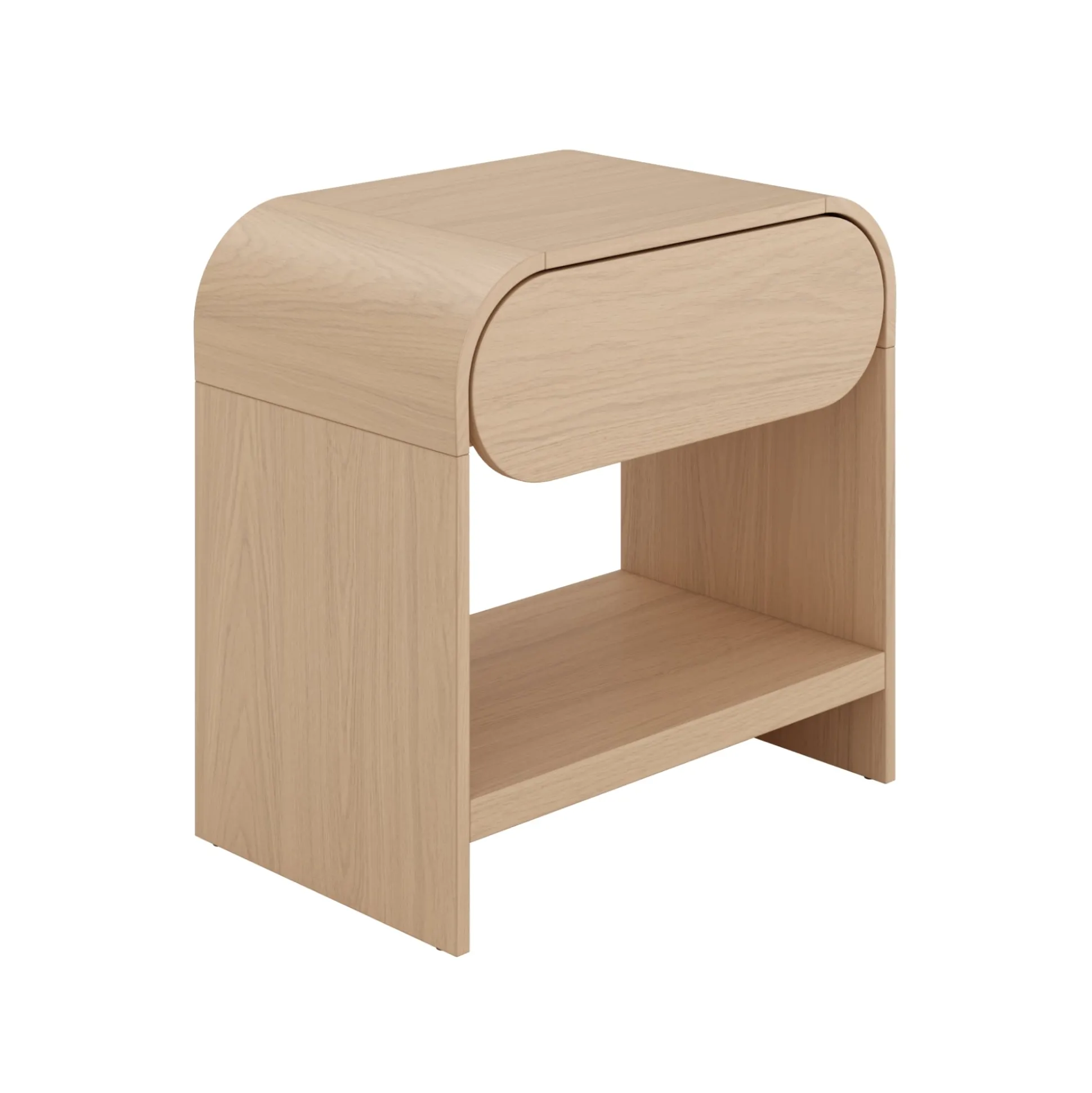 Mid-Century Wood Arched Nightstand Pale Oak