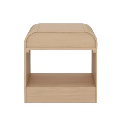 Mid-Century Wood Arched Nightstand Pale Oak