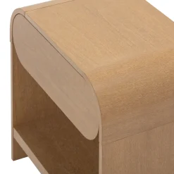 Mid-Century Wood Arched Nightstand Warm Oak
