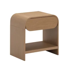 Mid-Century Wood Arched Nightstand Warm Oak