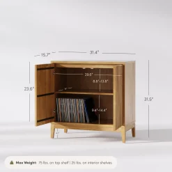 Mid-Century Wood Fluted Storage Cabinet Warm Pine