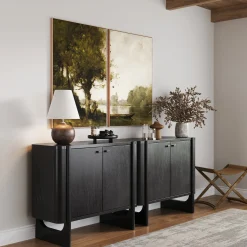 Mid-Century Wood TV Console Black for TVs up to 65"