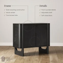 Mid-Century Wood TV Console Black for TVs up to 65