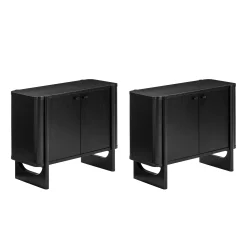 Mid-Century Wood TV Console Black for TVs up to 65