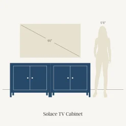 Mid-Century Wood TV Console Raw Oak for TVs up to 65"