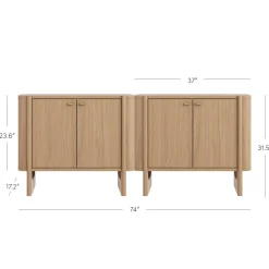 Mid-Century Wood TV Console Raw Oak for TVs up to 65"