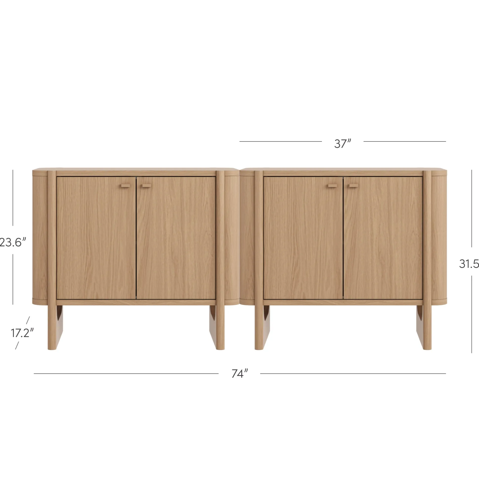 Mid-Century Wood TV Console Raw Oak for TVs up to 65"