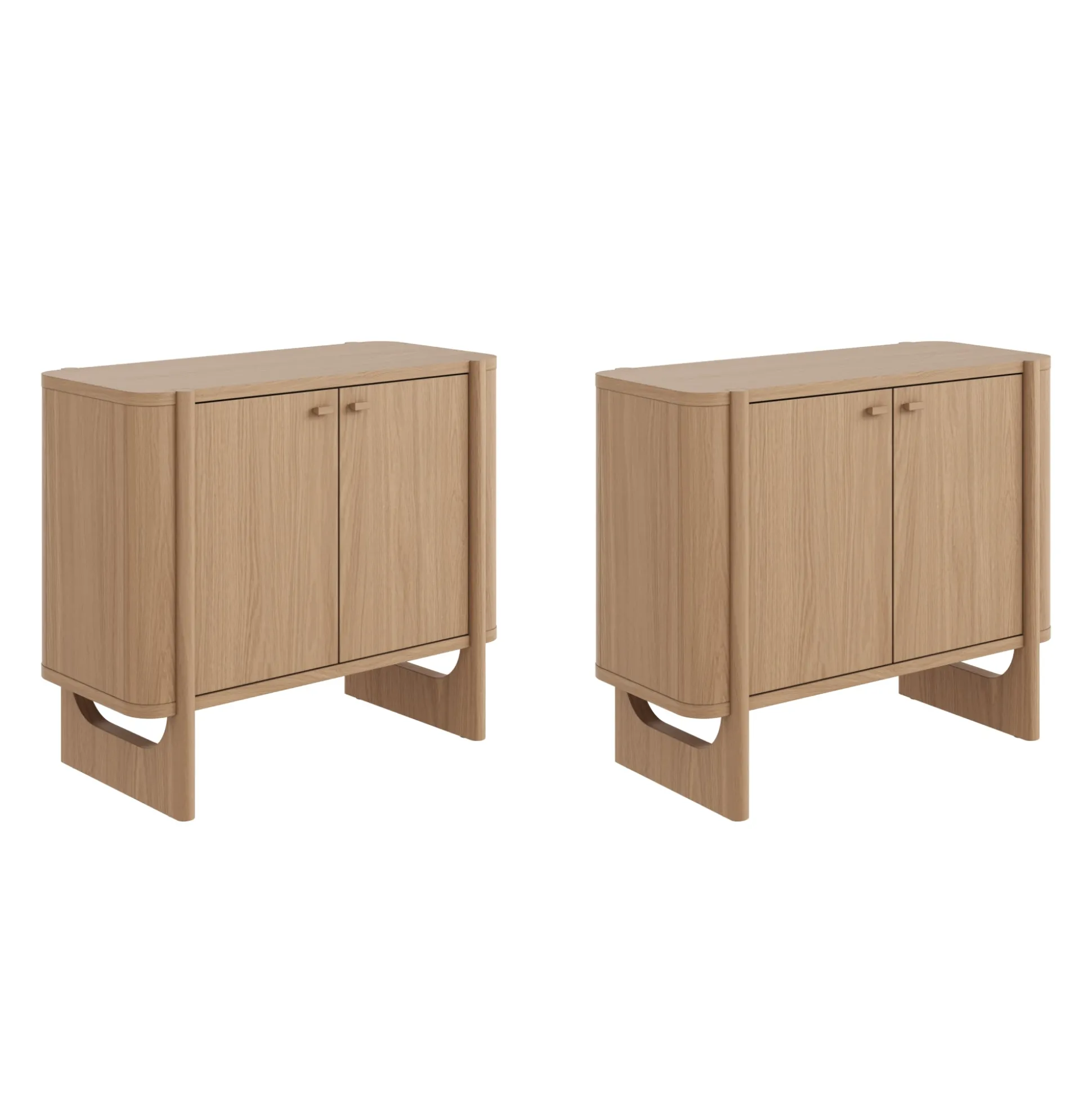 Mid-Century Wood TV Console Raw Oak for TVs up to 65"