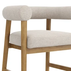 Modern Barrel Bar Stool with Curved Back Flax/Light Brown (Set of 4)