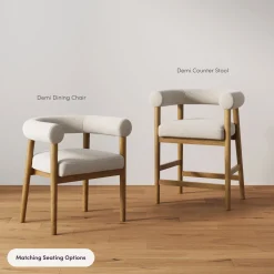 Modern Barrel Bar Stool with Curved Back Flax/Light Brown
