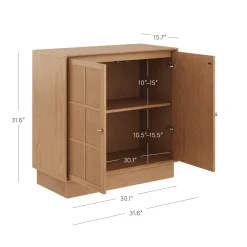 Modern Coastal Rattan Wood Sideboard Storage Cabinet Raw Oak