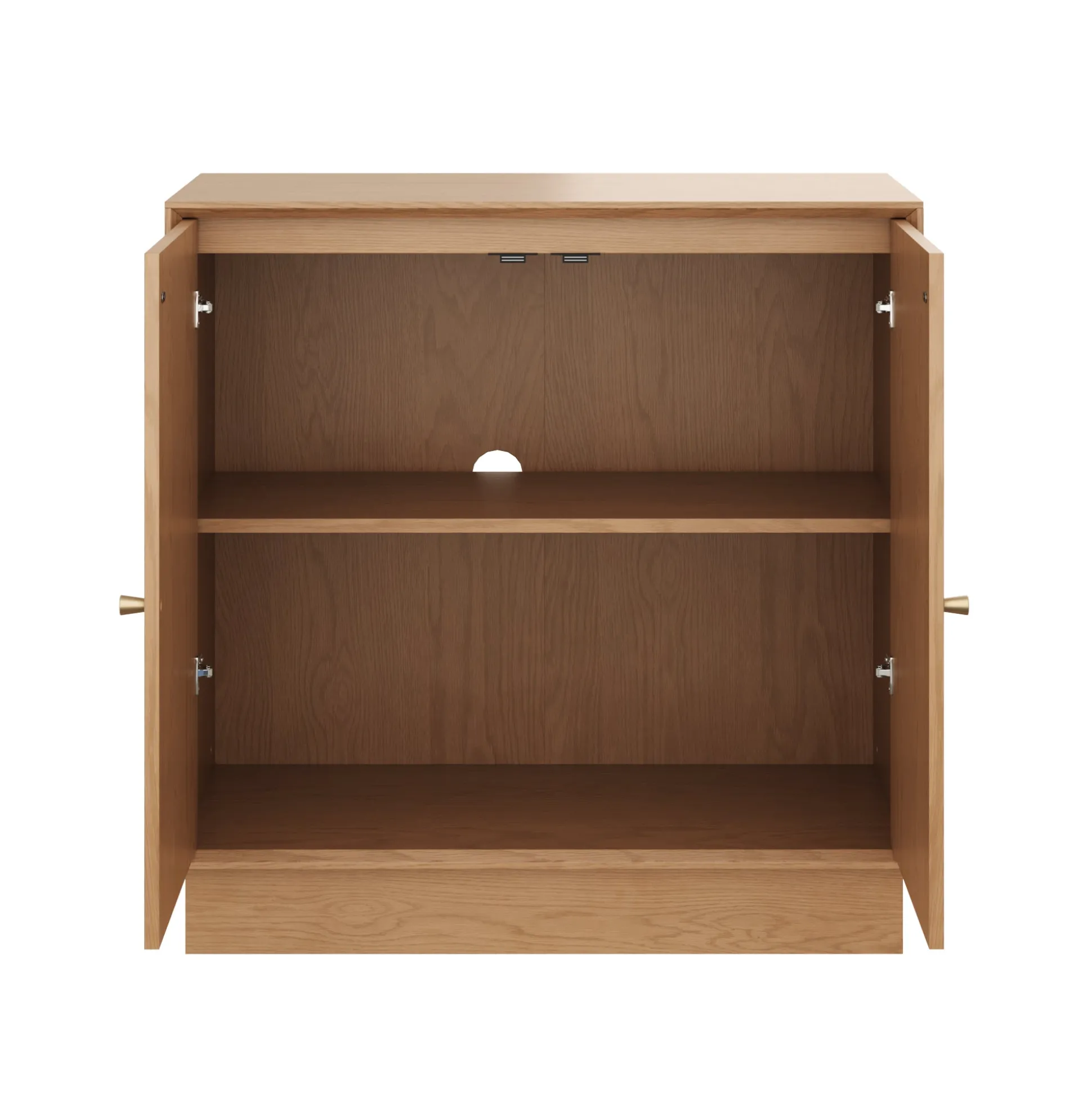 Modern Coastal Raw Oak TV Cabinet Stand for TVs up to 75" with Rattan Doors