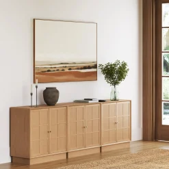 Modern Coastal Raw Oak TV Cabinet Stand for TVs up to 75