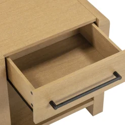 Modern 1-Drawer Nightstand with Metal Handle Light Brown