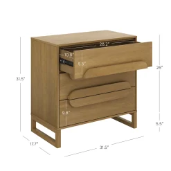 Modern 3-Drawer Solid Wood Dresser with Integrated Handles (Set of 3)