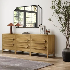 Modern 3-Drawer Solid Wood Dresser with Integrated Handles (Set of 3)
