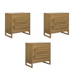 Modern 3-Drawer Solid Wood Dresser with Integrated Handles (Set of 3)