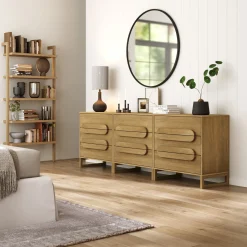 Modern 3-Drawer Solid Wood Dresser with Integrated Handles (Set of 3)