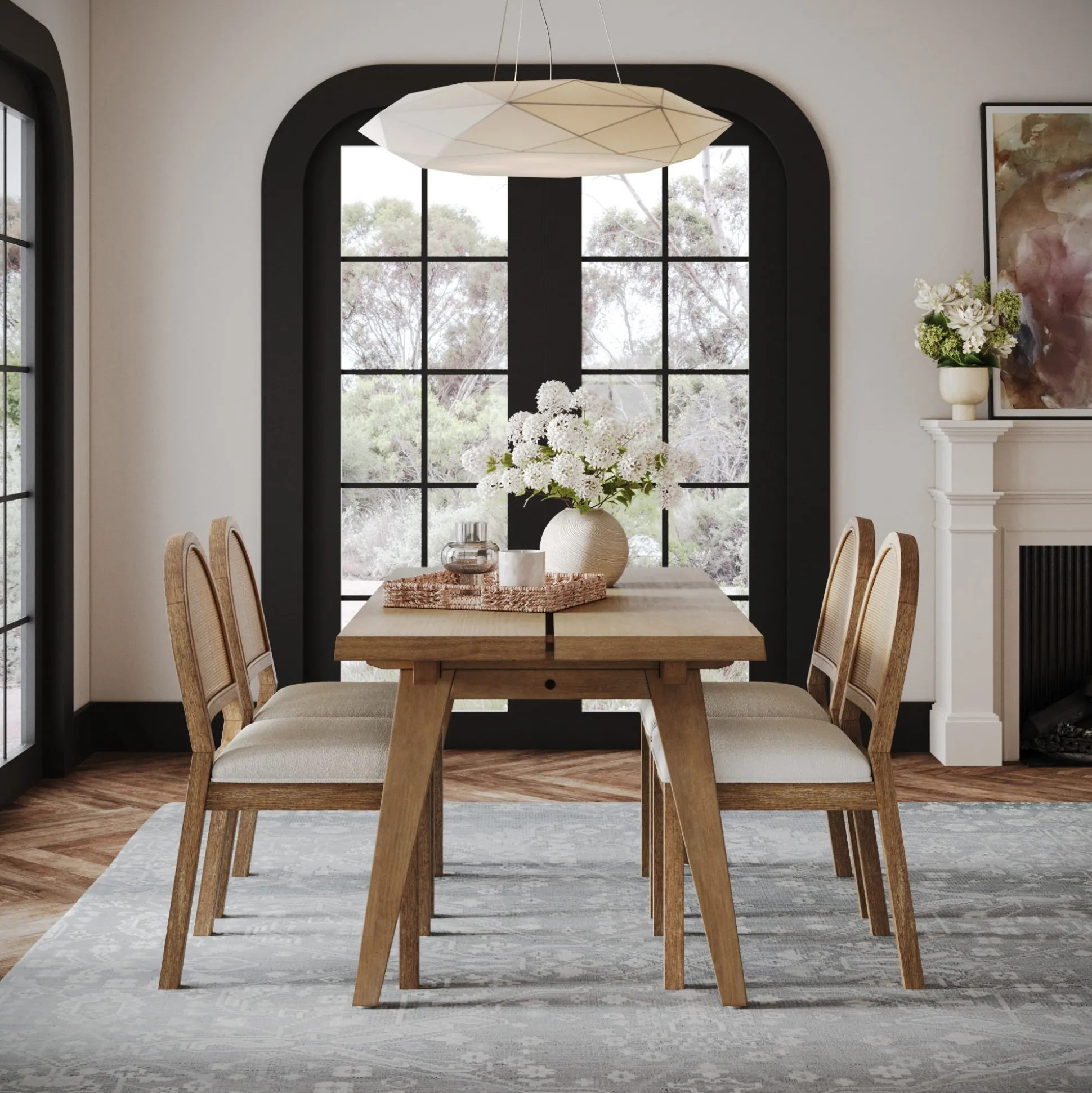 Modern Farmhouse Extendable Dining Table Light Brown