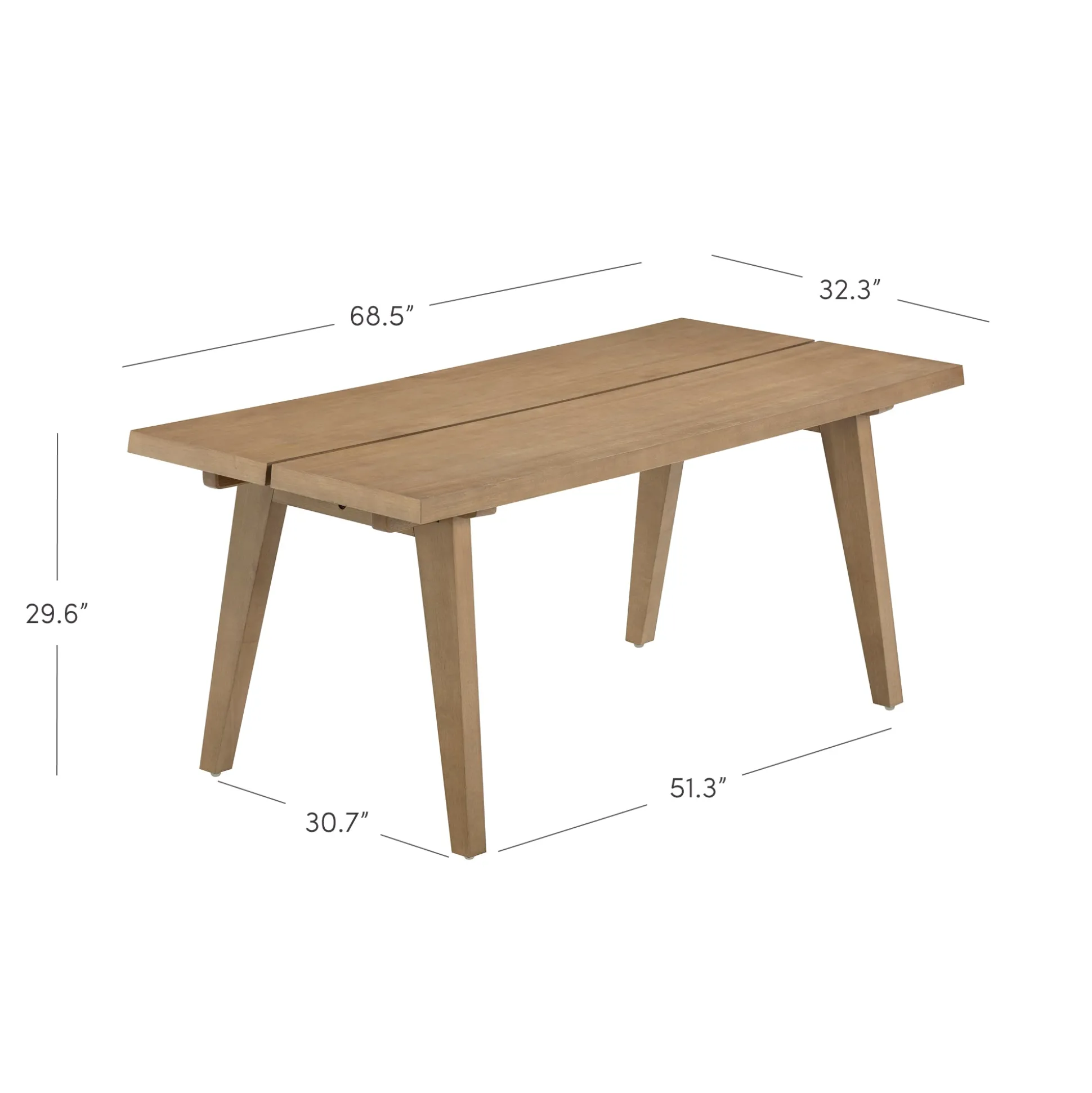 Modern Farmhouse Extendable Dining Table Light Brown