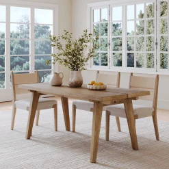 Modern Farmhouse Extendable Dining Table Light Brown