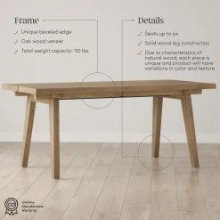 Modern Farmhouse Extendable Dining Table Light Brown