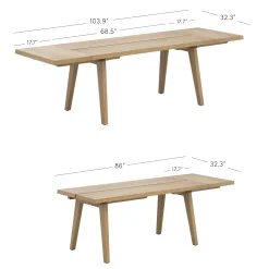 Modern Farmhouse Mango Wood Table Extension Light Brown