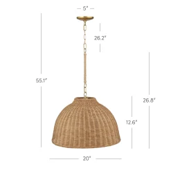 Modern Farmhouse Rattan Dome Pendant Light