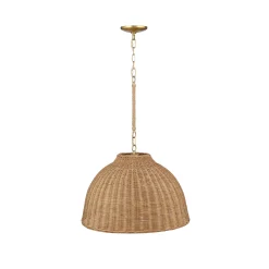 Modern Farmhouse Rattan Dome Pendant Light
