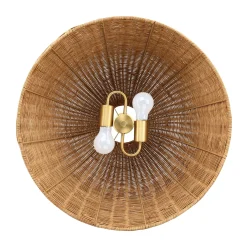 Modern Farmhouse Rattan Dome Pendant Light (Set of 2)