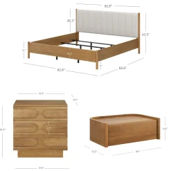 Modern King Bedroom Set with 1 Dresser and 2 Floating Nightstands Light Brown