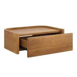 Modern King Bedroom Set with 1 Dresser and 2 Floating Nightstands Light Brown