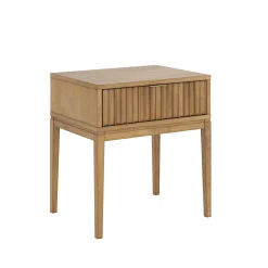Modern King Bedroom Set with 1 Fluted Dresser and 2 Nightstands Light Brown