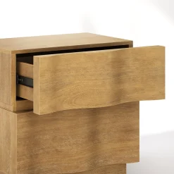 Modern Organic 2-Drawer Wood Nightstand with Wavy Drawer Fronts Light Brown