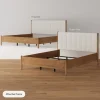 Modern Queen Bed Frame and 2 Curved Nightstands Set Light Brown