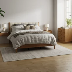 Modern Queen Bedroom Set with 1 Dresser and 2 Floating Nightstands Light Brown