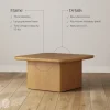 Modern Rustic Wood Square Coffee Table Light Brown