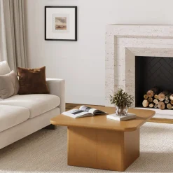 Modern Rustic Wood Square Coffee Table Light Brown