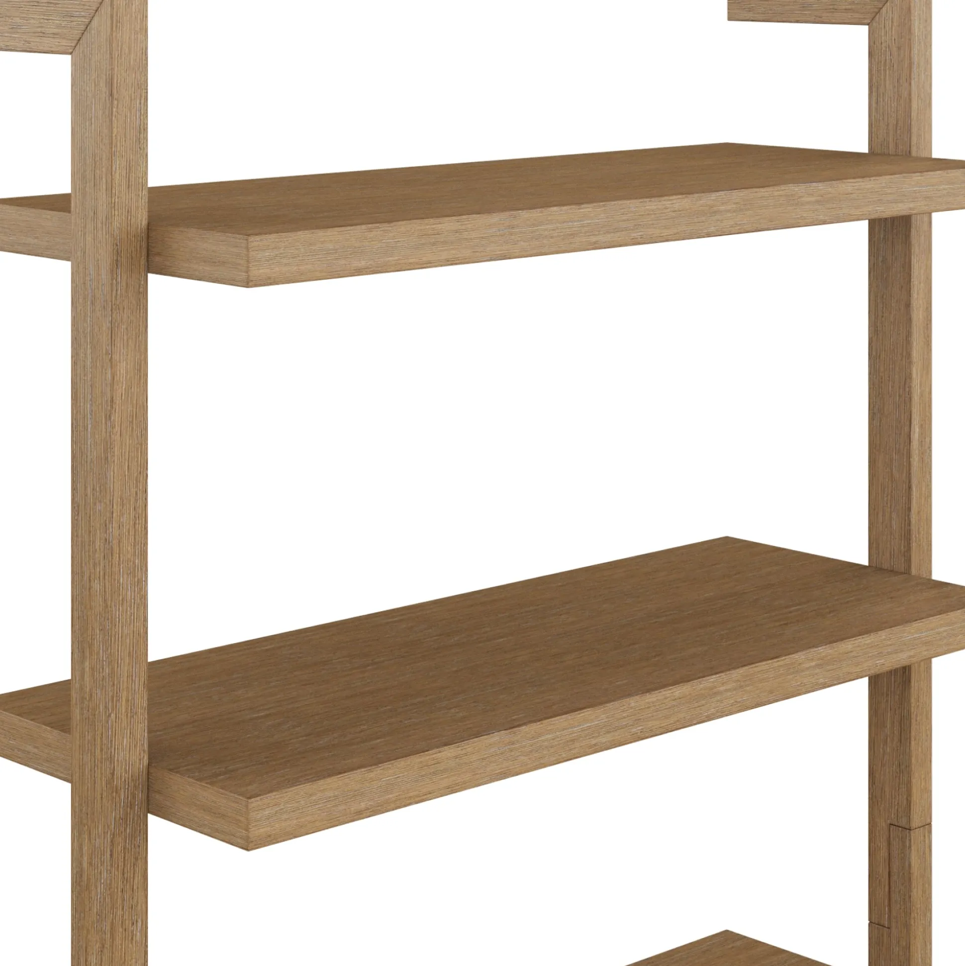 Modern 6-Shelf Wall Mounted Solid Wood Bookcase Light Brown