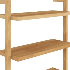 Modern 6-Shelf Wall Mounted Solid Wood Bookcase Warm Pine