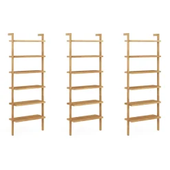 Modern 6-Shelf Wall Mounted Solid Wood Bookcase Warm Pine (Set of 3)