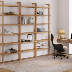 Modern 6-Shelf Wall Mounted Solid Wood Bookcase Warm Pine (Set of 3)