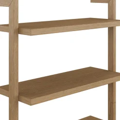 Modern 6-Shelf Wall Mounted Solid Wood Bookcase Light Brown (Set of 4)