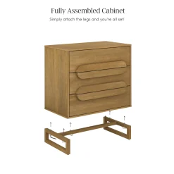 Modern Solid Wood 3-Drawer Dresser with Integrated Handles (Set of 2)