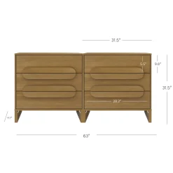 Modern Solid Wood 3-Drawer Dresser with Integrated Handles (Set of 2)